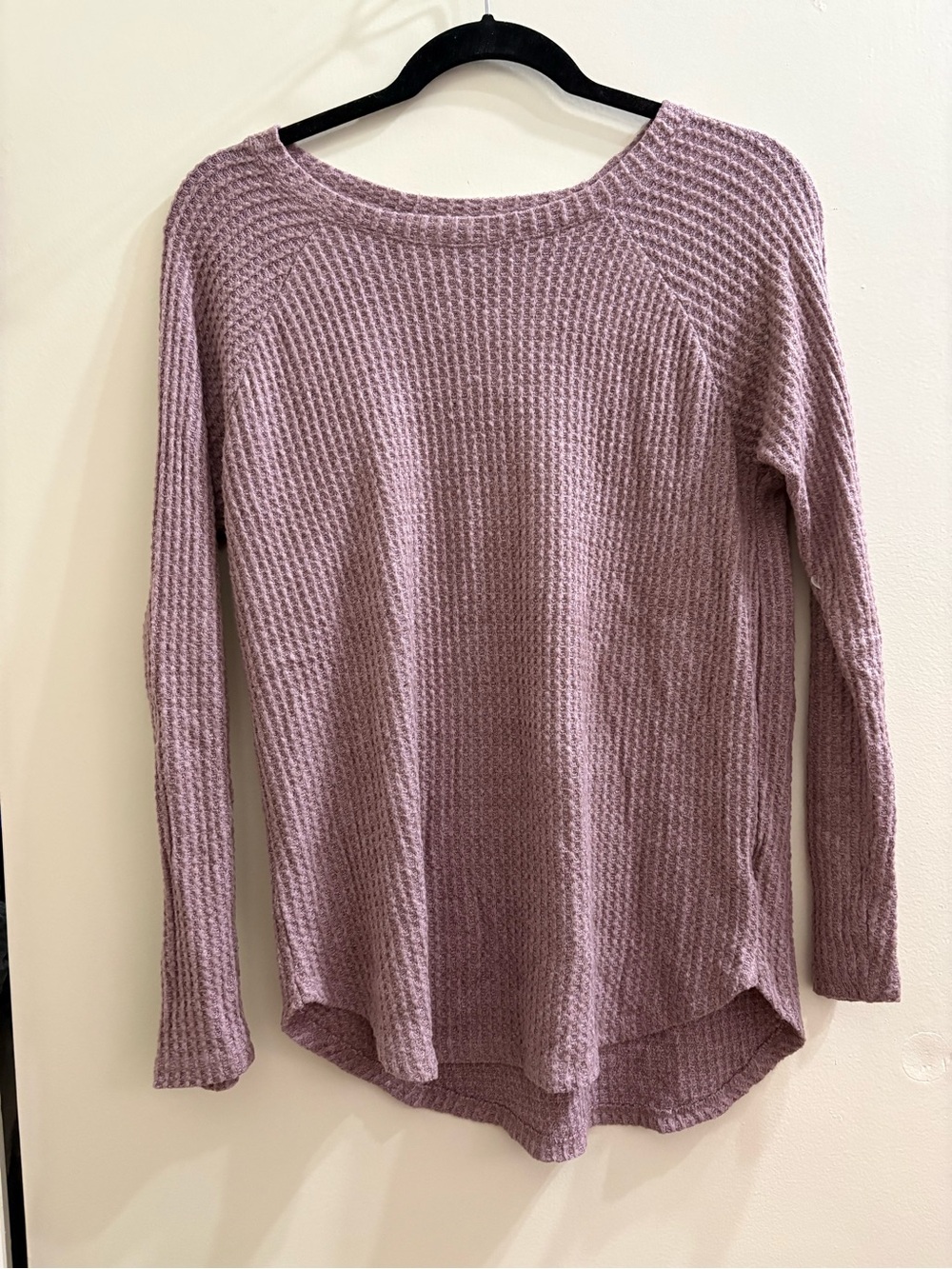 American Eagle Outfitters Waffle Knit Scoop Neck Sweater - Mauve